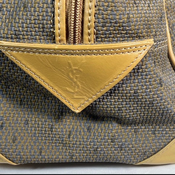 Authentic YSL Saint Laurent travel weekend tote bag leather canvas lock n key - Picture 8 of 16